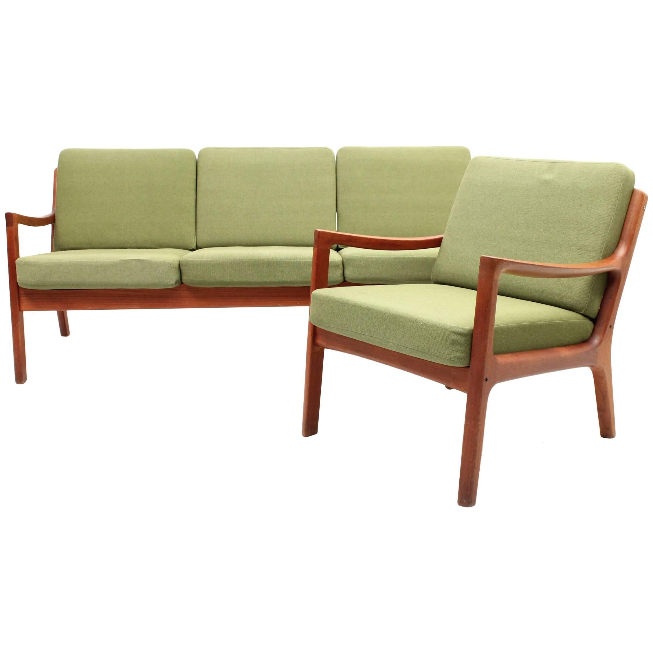 Green Senator Sofa and Chair Designed by Ole Wanscher for France and Son