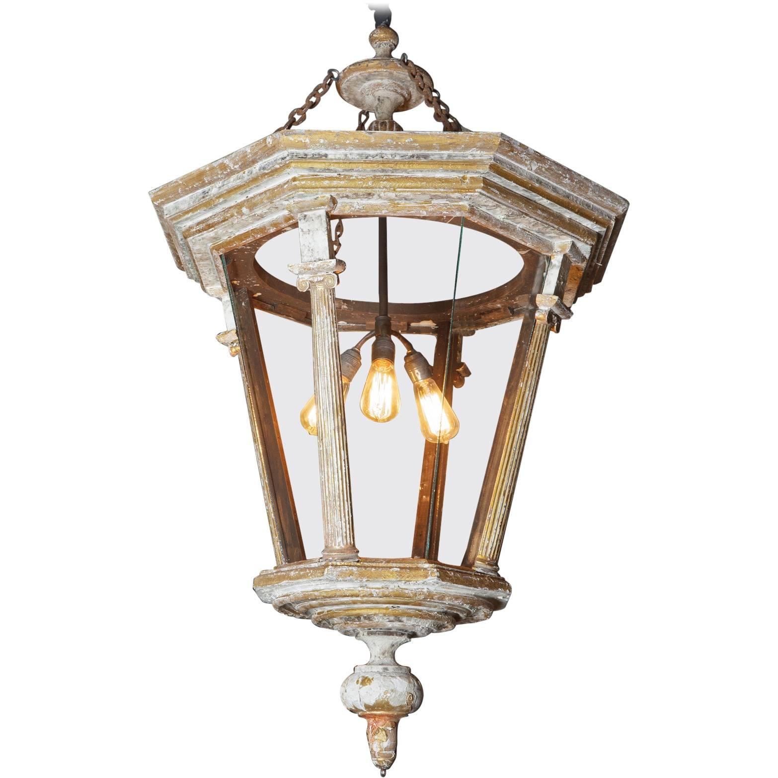 Large Decorative Parcel-Gilt Hall Lantern