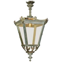 Huge and Very Decorative French Parcel-Gilt Electrified Hall Lantern