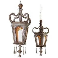 Large Decorative Wooden Lanterns Compiled from Antique Elements