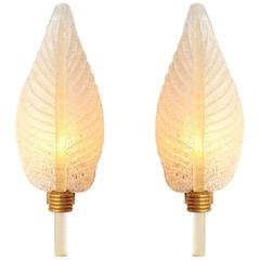 Pair of 1950s Italian 
Leaf
 Wall Lights