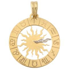 Gold Zodiac Pendant with Diamond Pointer