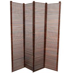 Vintage Mid-Century Modern Tall Solid Wood Slat Room Divider/Screen/Partition