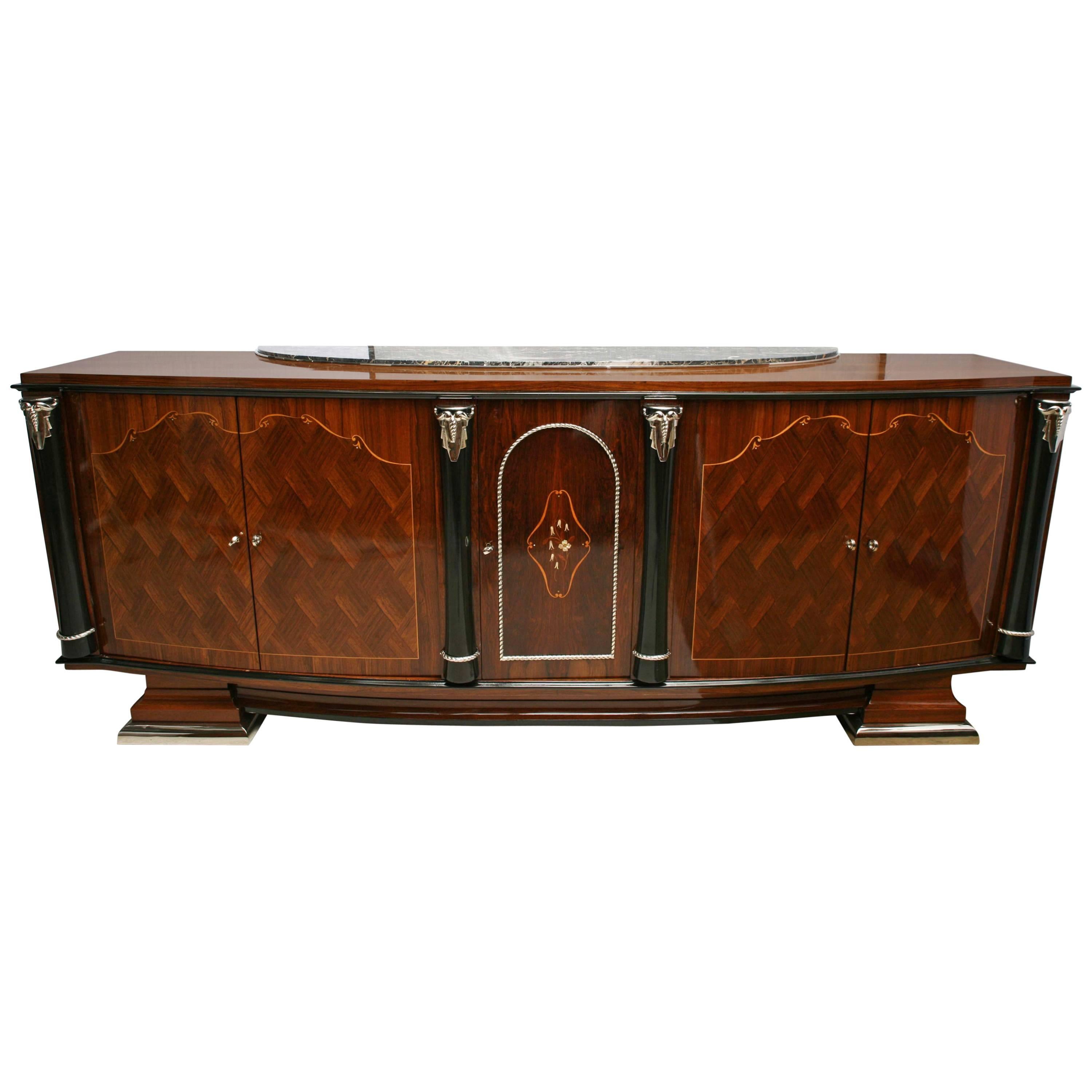 French Art Deco Rosewood Side Board in the Style of Jules Leleu