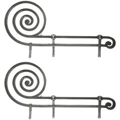 Pair of polished hammered iron Art Deco Architectural Elements 3