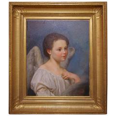 Portrait of an Angel, Oil on Panel, Symbolist Movement, France, 19th Century