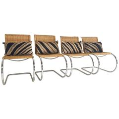 Set of Four MR 10 Side Chairs, Ludwig Mies van der Rohe, with Zebra Pillows