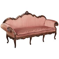 19th Century Antique Italian Baroque Walnut Sofa
