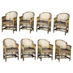 Set of Eight Vintage Bamboo Chairs