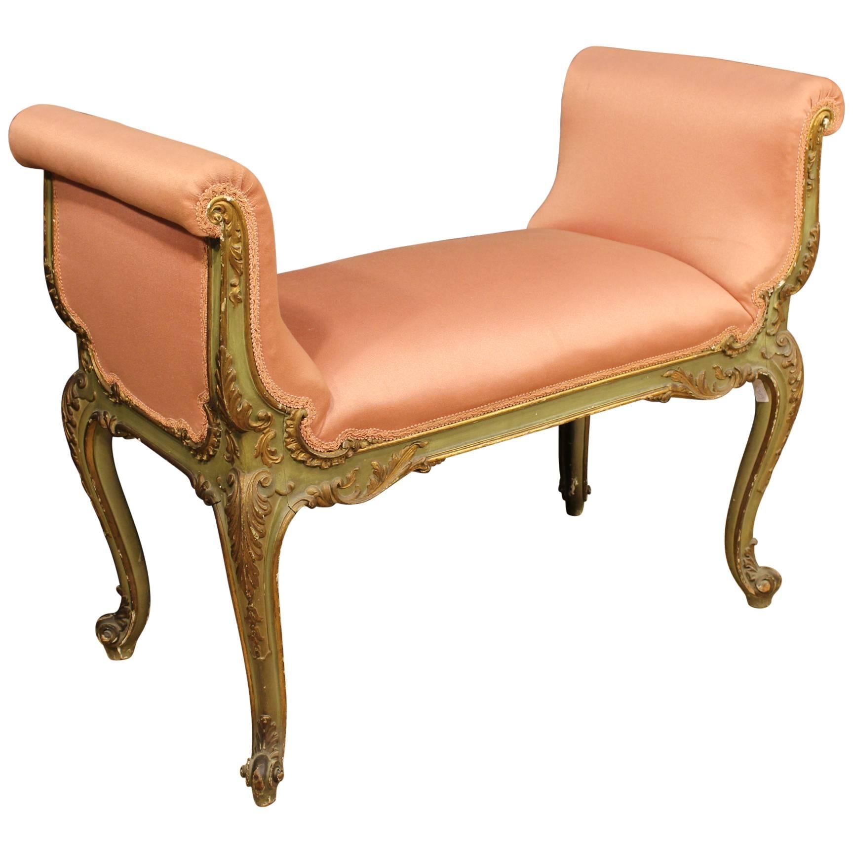 20th Century Venetian Lacquered and Gilt Bench