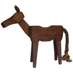 Whimsical Folk Art Wooden Horse Stool