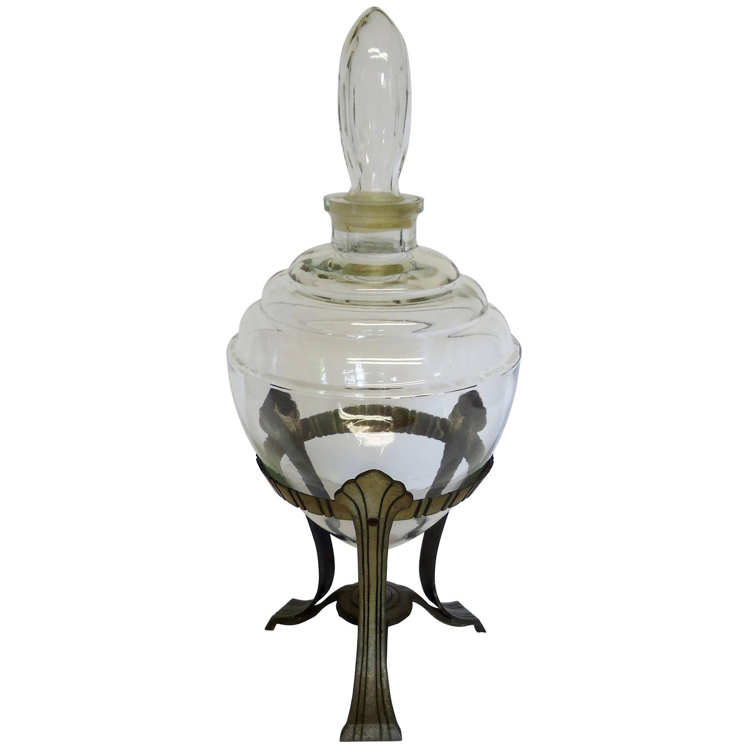 Art Deco Vintage Pharmacy Apothecary Jar For Sale at 1stdibs
