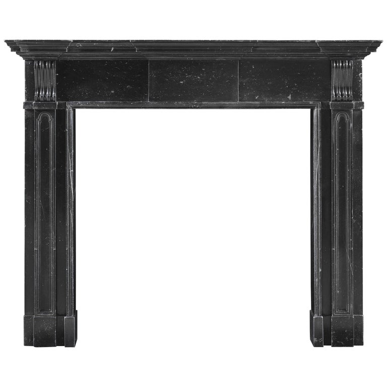 Early Architectural Palladian Irish Fireplace Mantel Of Black