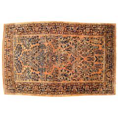 Antique Persian Sarouk Oriental Rug with Floral Design, circa 1910, Small Size