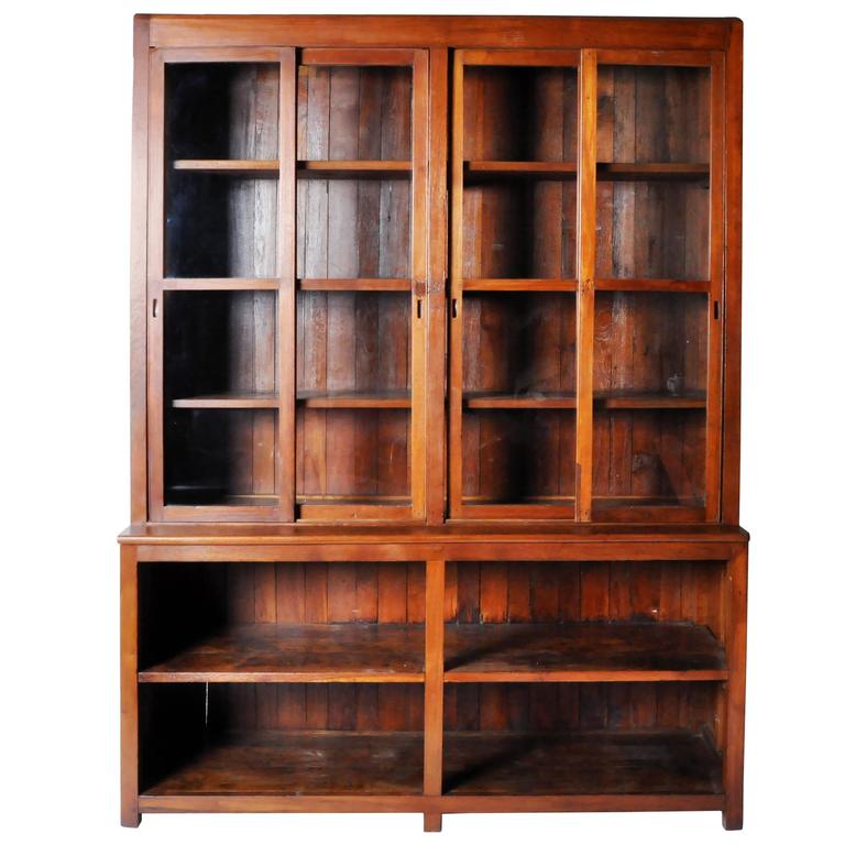 British Colonial Style Breakfront Bookcase at 1stdibs