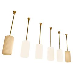 Set of Six Ceiling Lights with Opalescent Shades by Alberto Reggianini