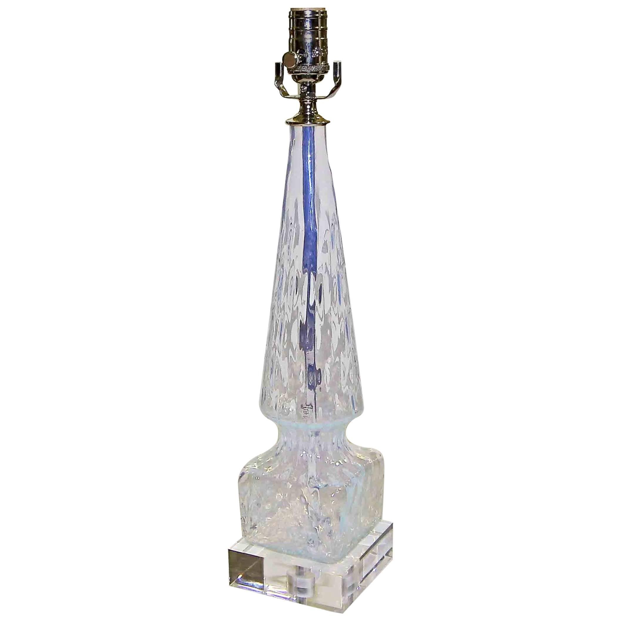 Murano Italian Opalescent Glass Lamp For Sale