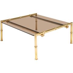 Vintage Bamboo Style Brass Coffee Table by Baguès