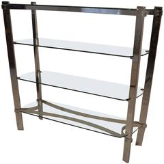 Chrome and Glass Display Shelving Bookcase by Richard Young for Merrow