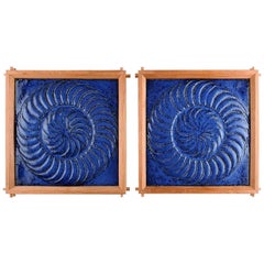 Pair of Large and Heavy Stoneware Reliefs in Modern Design, Sweden, 1960s