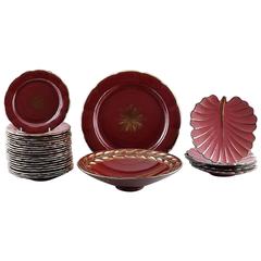 Collection of 'Red Rubin' Pottery with Red Glaze with Gold, Upsala-Ekeby, Gefle