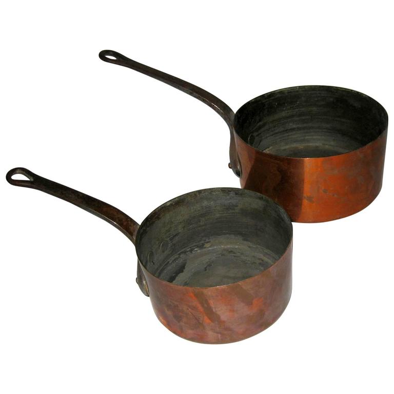 19th Century French Copper Sauce Pans For Sale at 1stdibs