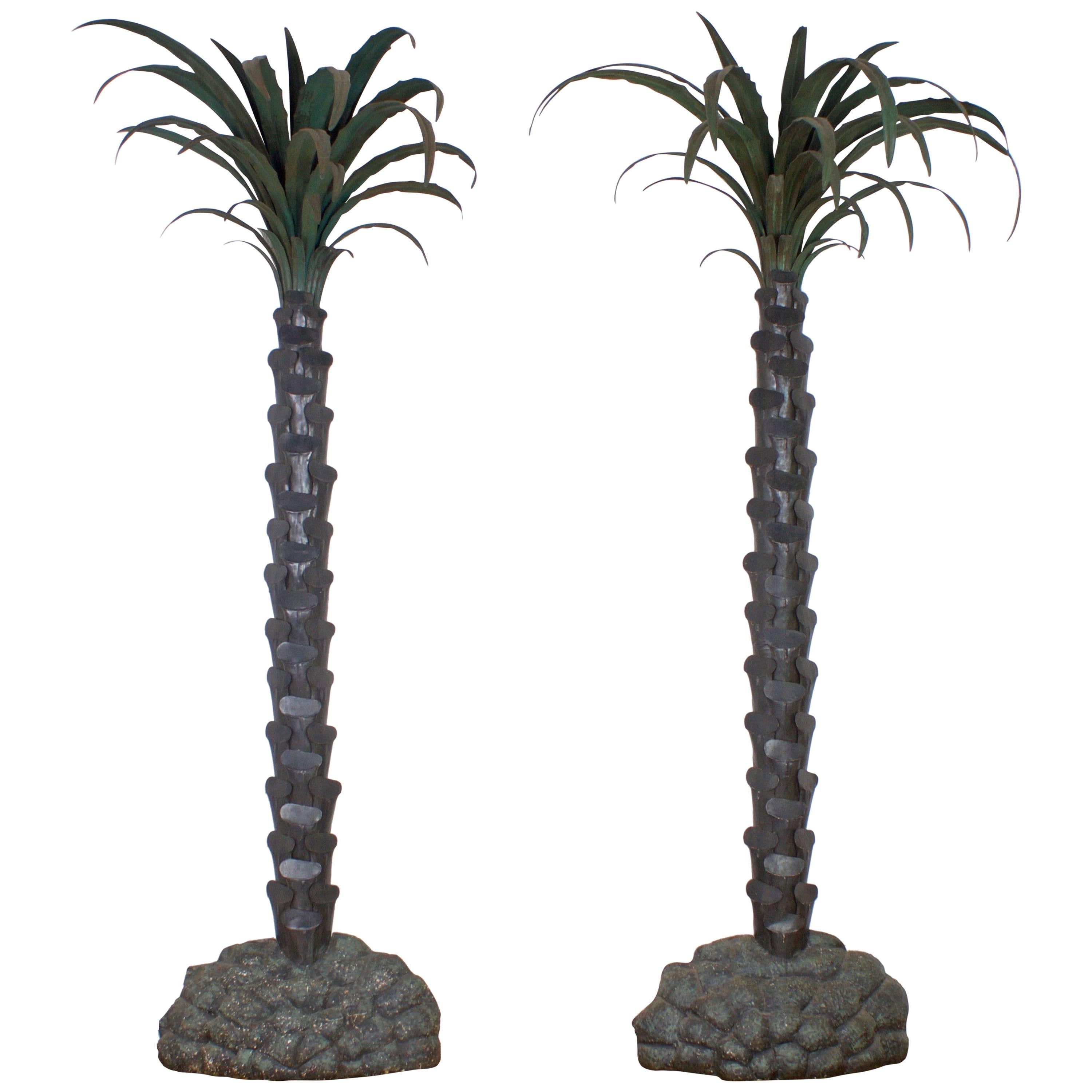 Pair of Exceptional Vintage Palm Trees in Original Finish