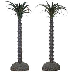 Paire d'exceptionnels palmiers vintage en finition d'origine