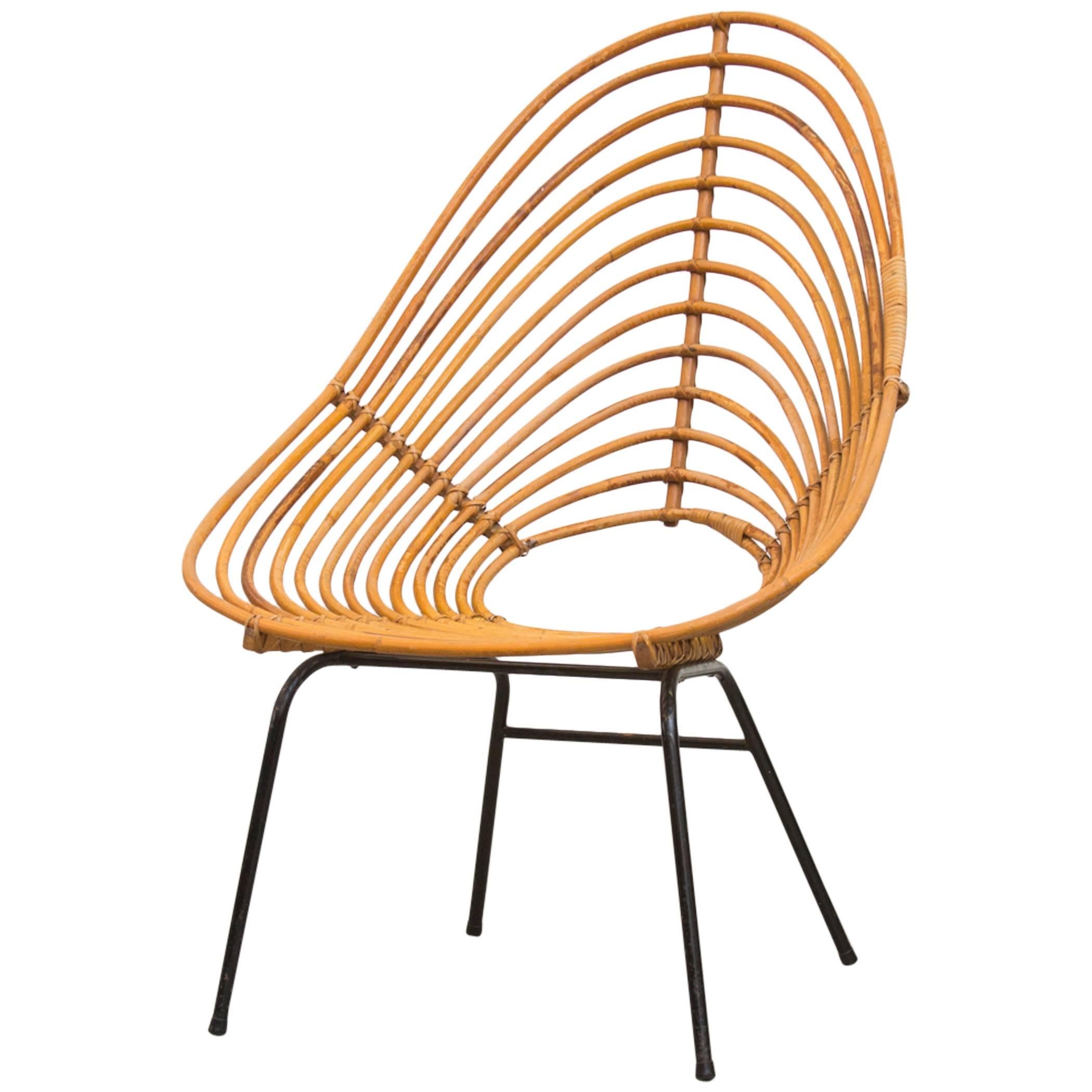 Onion Skin Patterned Tall Bamboo Lounge Chair