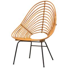 Onion Skin Patterned Tall Bamboo Lounge Chair