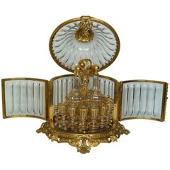 Baccarat Bronze-Mounted Red to Clear Tantalus Set