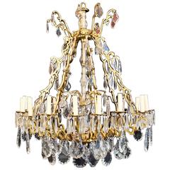 Beautiful Large French Bronze and Crystal Chandelier