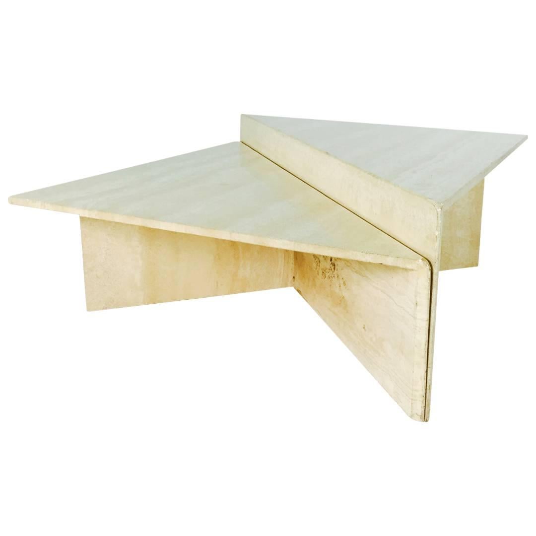 Travertine Marble Two-Piece Two-Tier Coffee Table