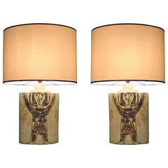 Pair of Elliptical Table Lamps by Roger Capron, France, 1950 9