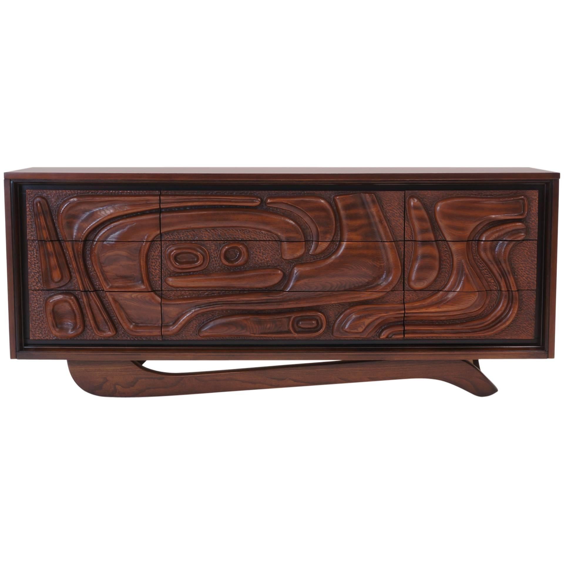 Witco Style Carved Front Cabinet / Credenza by Pulaski
