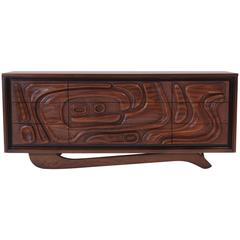 Retro Witco Style Carved Front Cabinet / Credenza by Pulaski