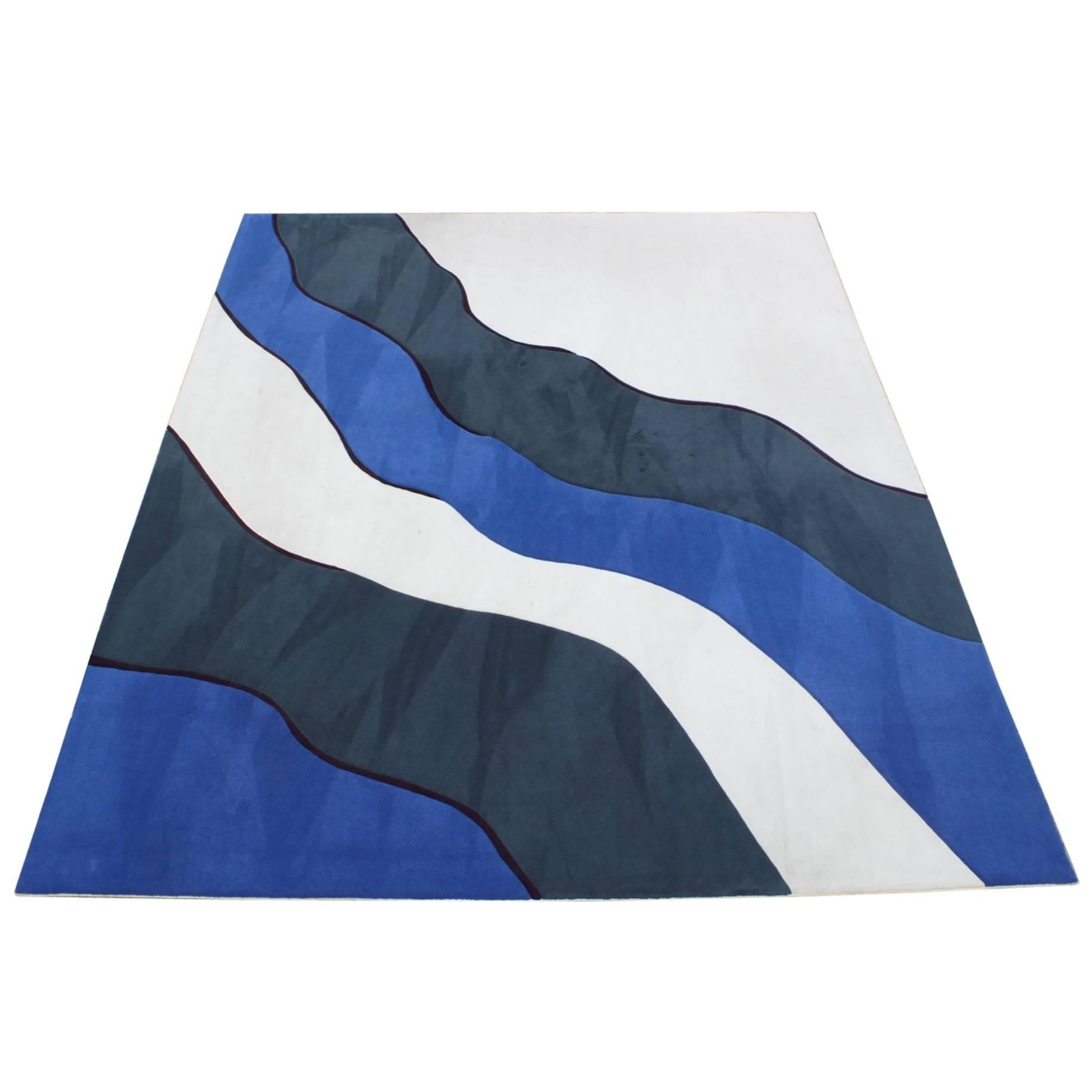 Abstract Waves Wool Rug 10’ x 13’ in Style of Edward Fields
