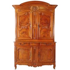 Early 19th Century Country French Carved Walnut Buffet Deux Corps
