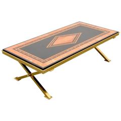 Maison Charles Inlaid  Marble and Gold Leaf Coffee Table, France, 1940s