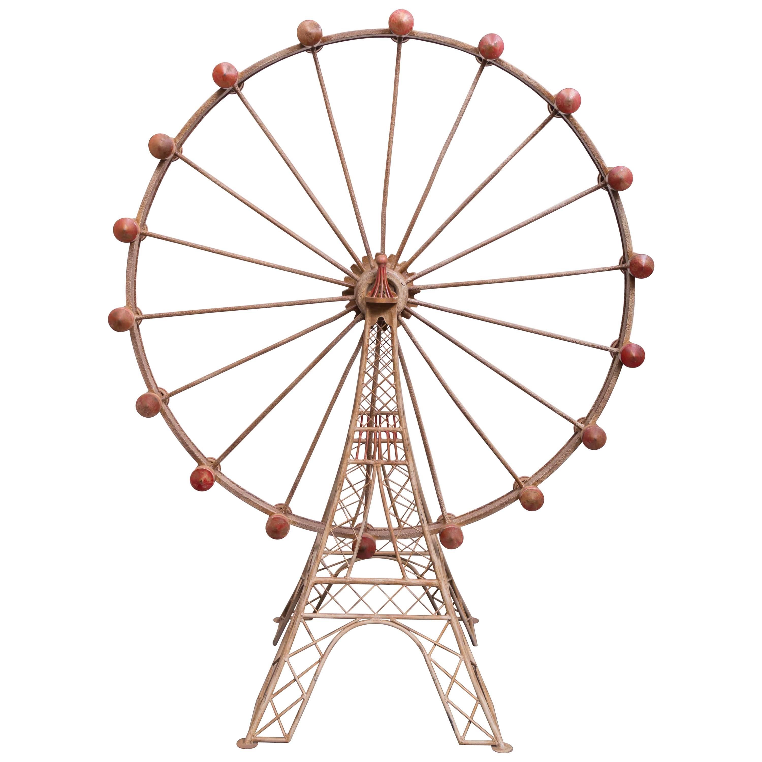 Large-Scale Painted Metal Ferris Wheel Model, French, circa 1920