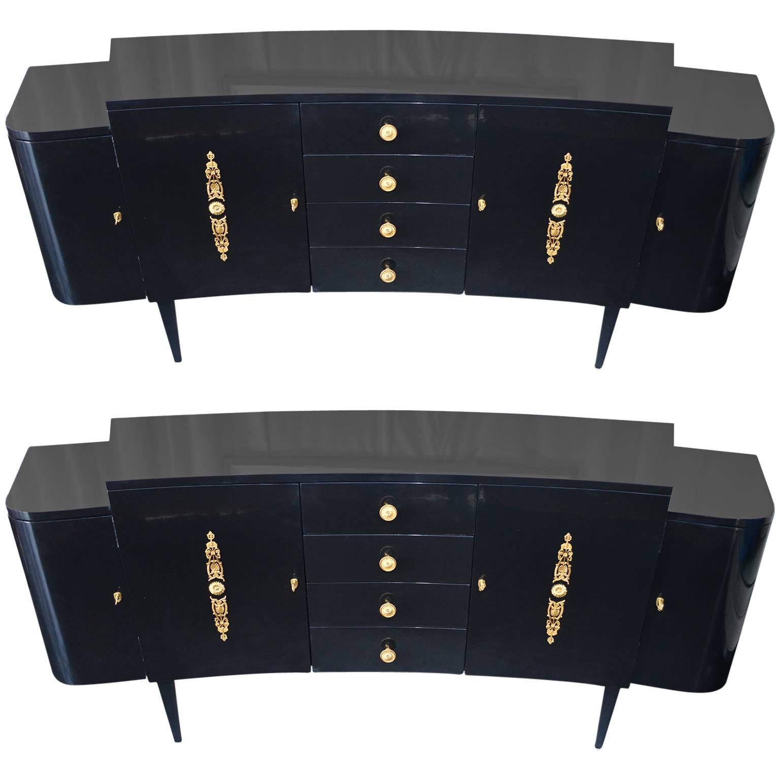 Pair of Black Lacquer Commodes by Kelly Wearstler