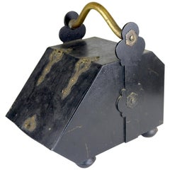 Victorian Fireplace Coal Wood Metal Bin Scuttle, Decorative Brass Details