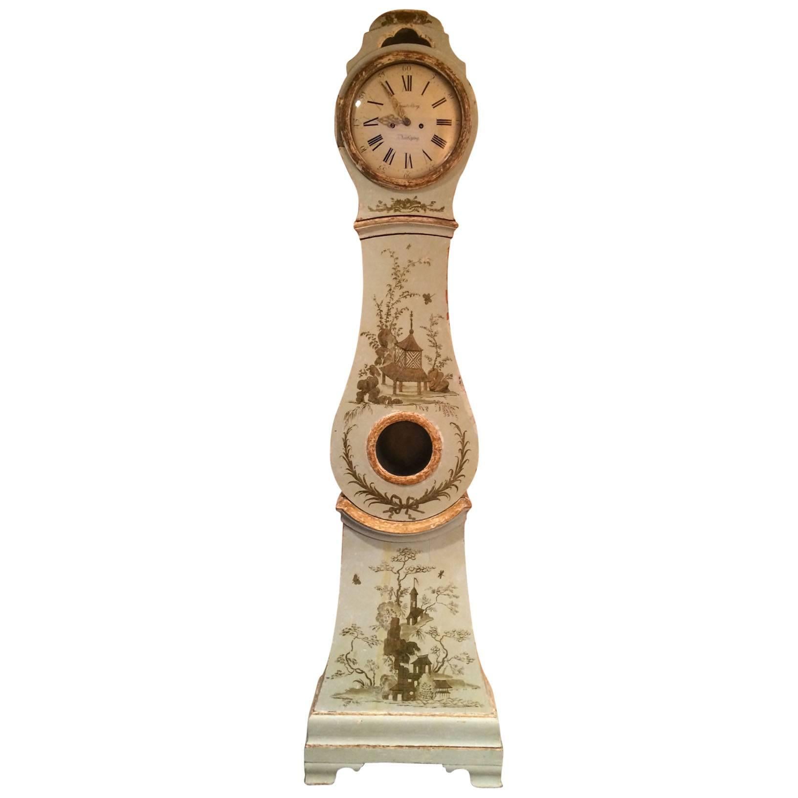 18th Century Swedish Rococo Chinoiserie Tall Clock