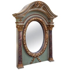 Italian Painted over Mantel Mirror, 19th Century
