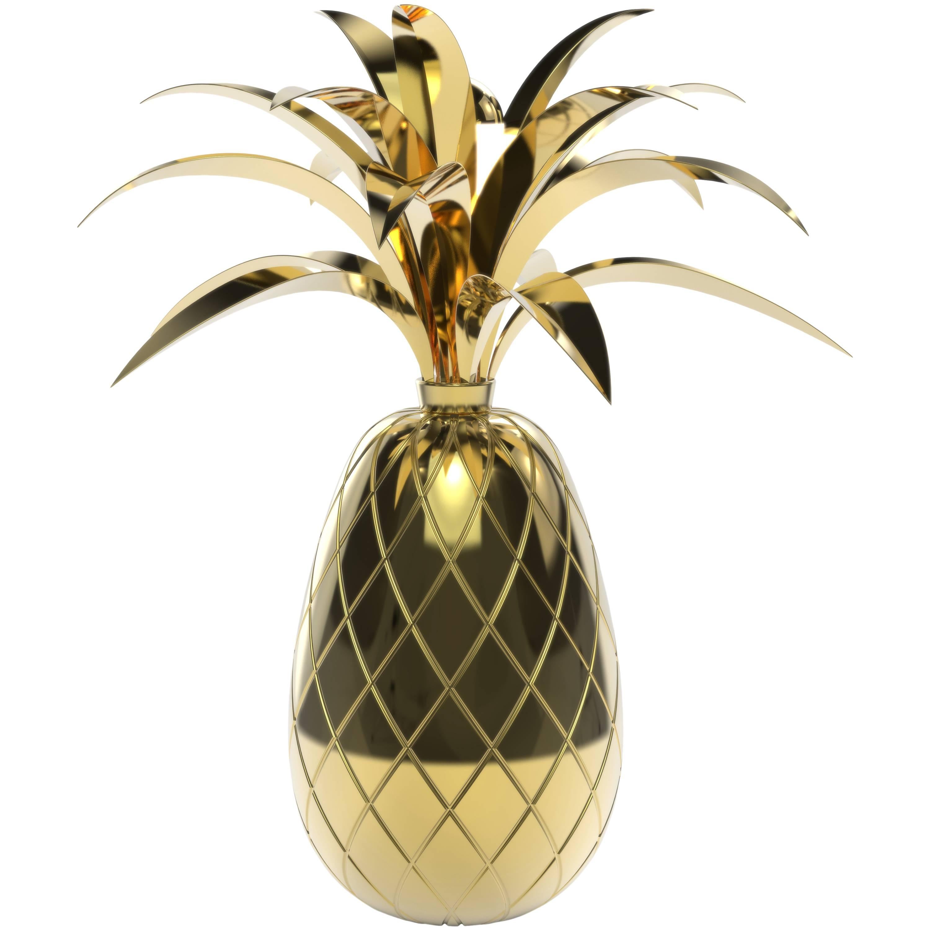 European Gold-Plated Brass Miranda Pineapple Table Lamp For Sale
