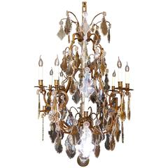 Monumental Late 19th Century Patinated Bronze and Crystal Castle Chandelier