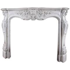 Richly Carved Antique Carrara Marble Trois Coquilles Mantle Piece