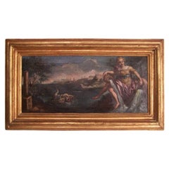 Antique 18th Century Italian Painting in Giltwood Frame