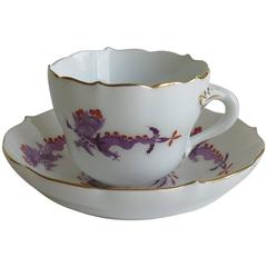 Meissen Demitasse Cup and Saucer, Chinese Dragon Pattern, Porcelain, circa 1928 6