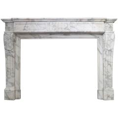 19th Century Louis XVI Style Arabascato Marble Fireplace Mantel